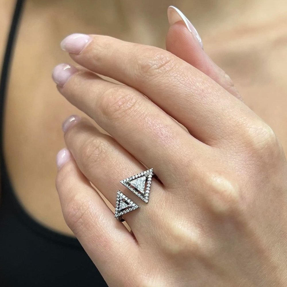 Messika Thea Toi & Moi Diamond Ring 18K Blackened White Gold Size 54 US 6.75